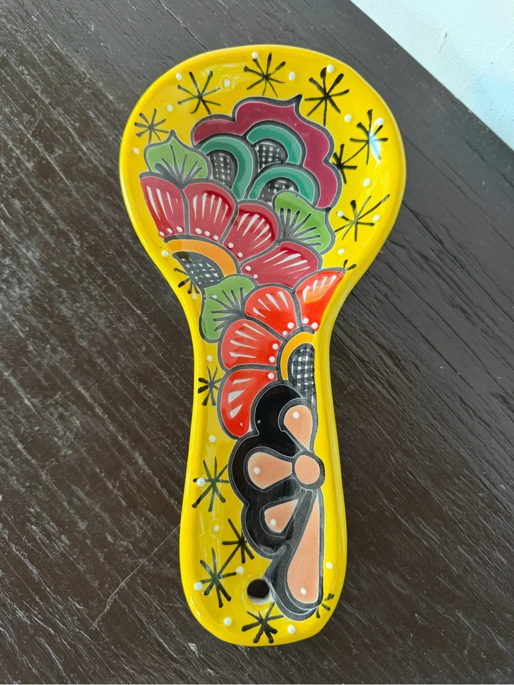 Yellow Talavera Floral Spoon Rest